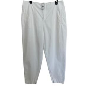 Lord & Taylor | Ivory Off White Ankle Zipper Tapered Dress Pants FLAWS Size 12